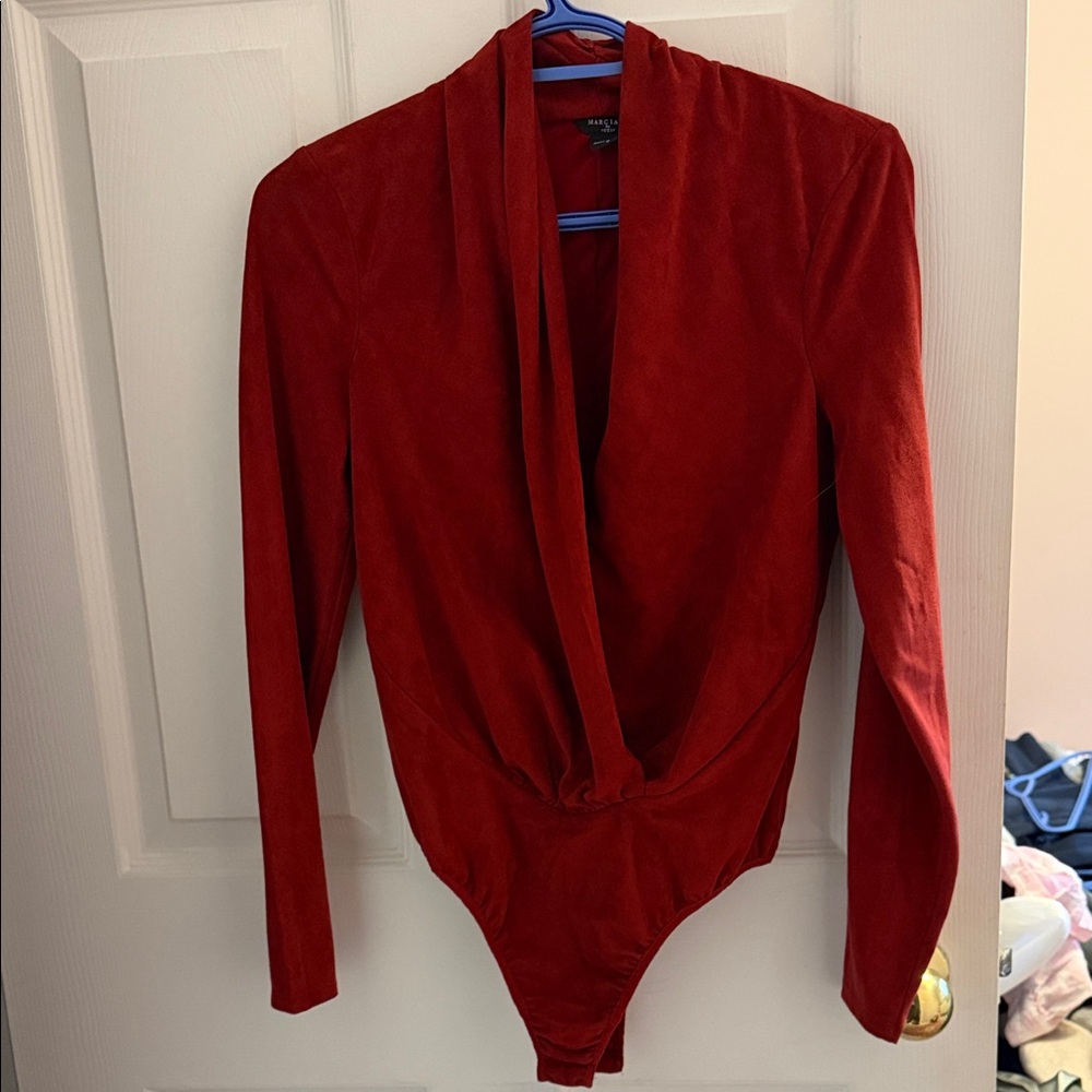 Guess by Marciano Deep Red Long Sleeve Bodysuit